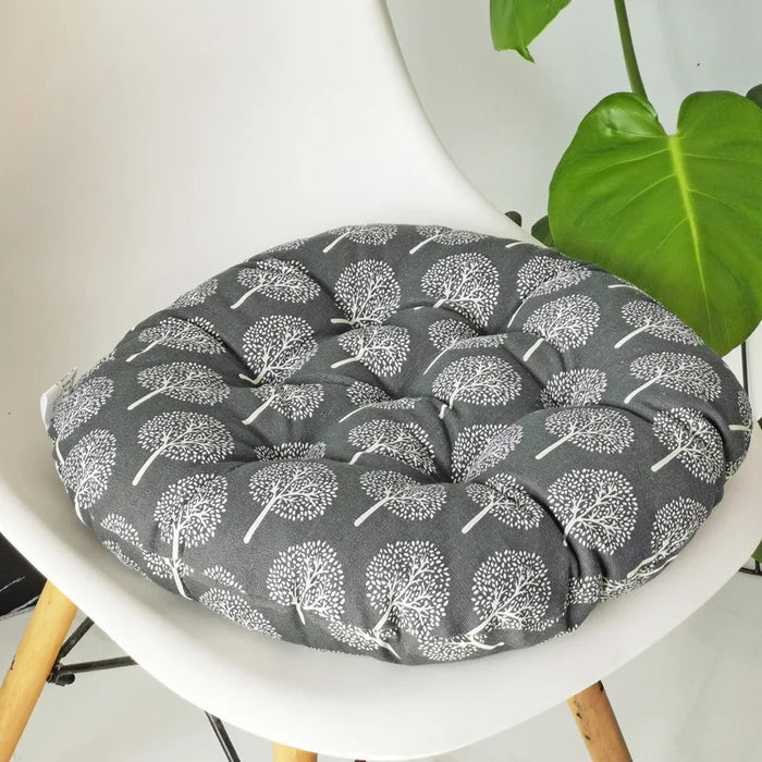 Anyhouz Seat Cushion Dark Gray Tree Print Round Chair Pad Decorative Pillow