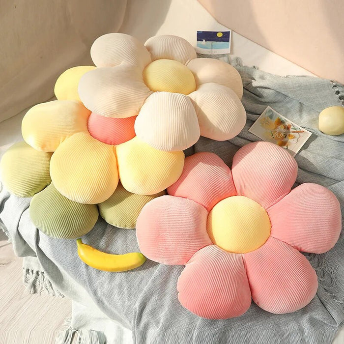 Anyhouz Plush Pillow Pink Flower Shape Stuffed Soft Pillow Seat Cushion Room Decor 50-55cm