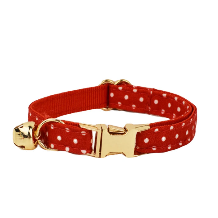 AnyWags Cat Collar Dotted Red Small with Safety Buckle, Bell, and Durable Strap Stylish and Comfortable Pet Accessory