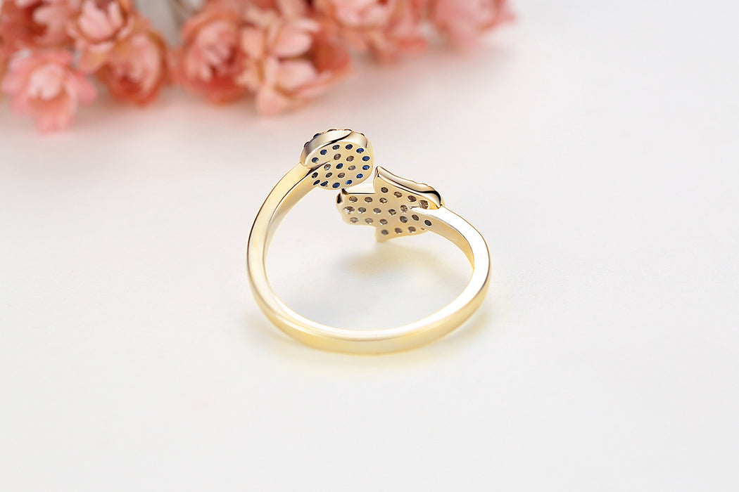 Anyco Ring Dainty Blue Eye Rose Gold CZ5A Micro Pave Hamsa Hand Adjustable Rings For Women