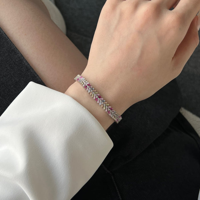 Anyco Bracelet Candy Color Jewelry Simple Ins Designer Bracelet Handmade Sterling Silver s925 Rainbow Tennis Bracelets Women