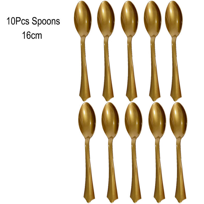 Anyparty Disposable Spoon 10Pcs Rose Gold Latex Tableware