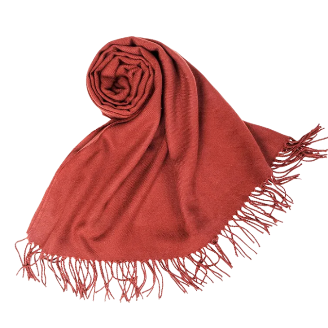 Anyyou Scarf Red Plain Cashmere Autumn Winter Pashmina Shawl Tassel Bandana