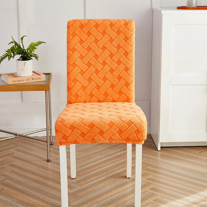 Anyhouz Chair Cover Orange Knitted Design with Anti-Dirt and Elastic Material for Dining Room Kitchen Wedding Hotel Banquet Restaurant