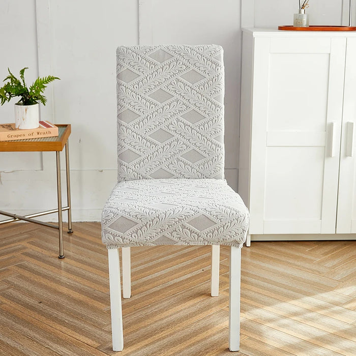 Anyhouz Chair Cover Light Grey Knitted Veins Design with Anti-Dirt and Elastic Material for Dining Room Kitchen Wedding Hotel Banquet Restaurant