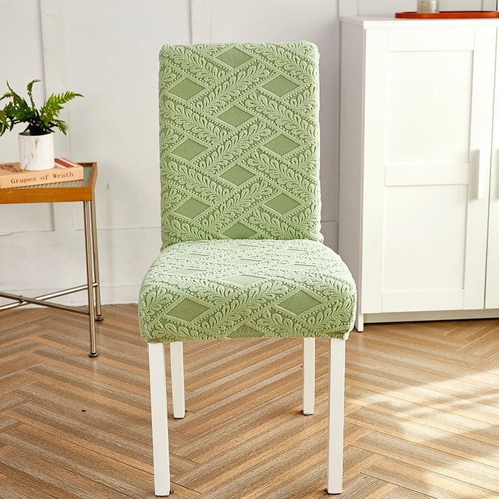 Anyhouz Chair Cover Green Knitted Veins Design with Anti-Dirt and Elastic Material for Dining Room Kitchen Wedding Hotel Banquet Restaurant