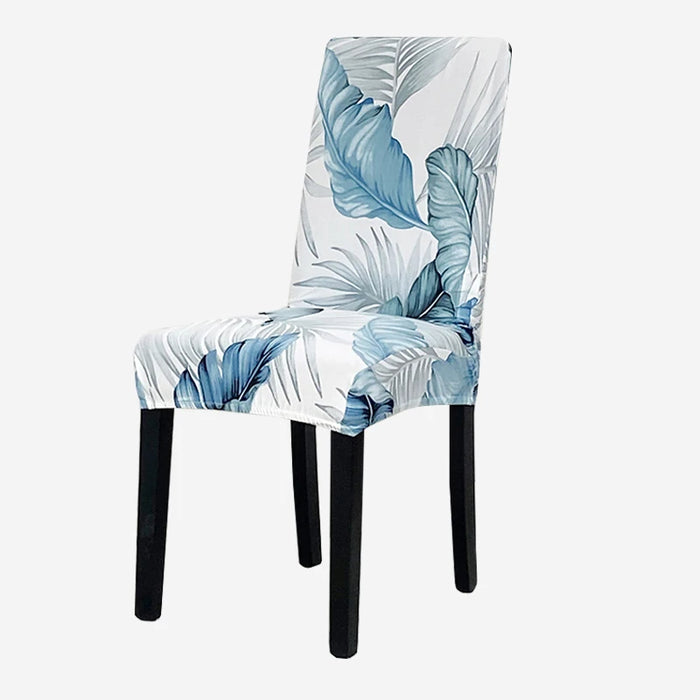 Anyhouz Chair Cover Sky Blue Leaf Design with Anti-Dirt and Elastic Material for Dining Room Kitchen Wedding Hotel Banquet Restaurant