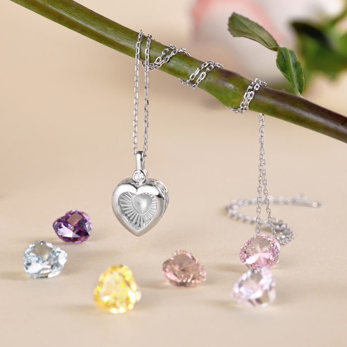 Anyco Necklace 18K Gold Zirconium Heart Stone Pendant