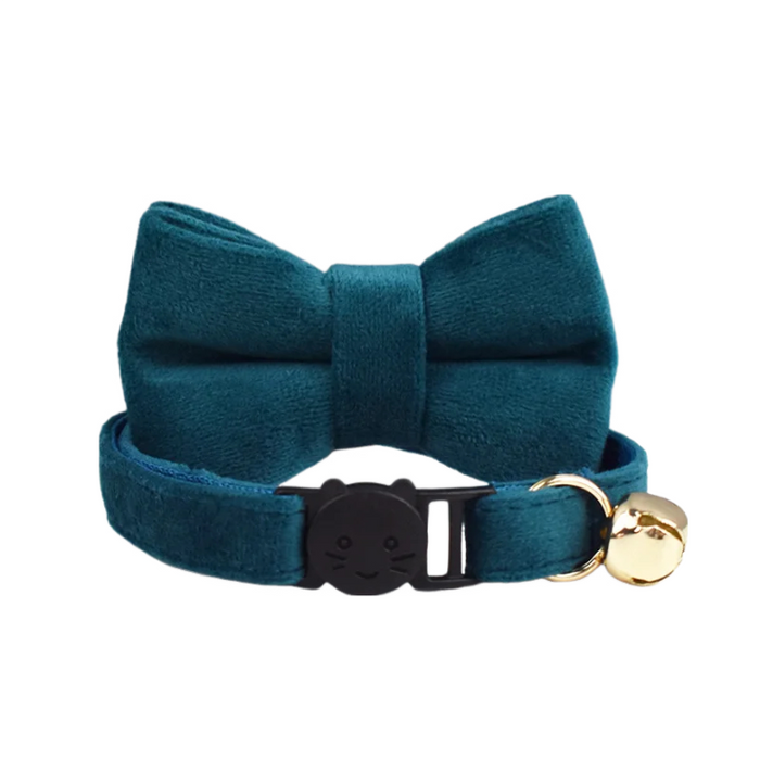 AnyWags Cat Collar Navy Blue Bow Small with Safety Buckle, Bell, and Durable Strap Stylish and Comfortable Pet Accessor