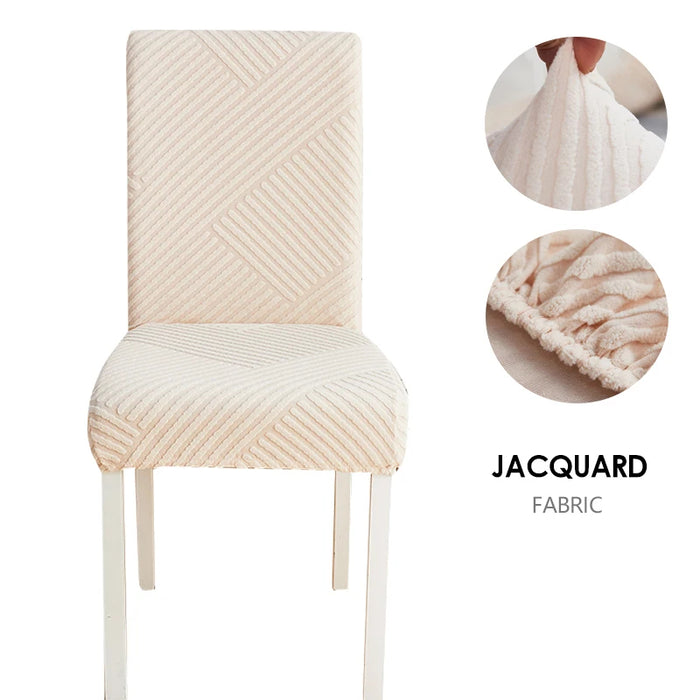 Anyhouz Chair Cover Beige Knitted Lines Design with Anti-Dirt and Elastic Material for Dining Room Kitchen Wedding Hotel Banquet Restaurant