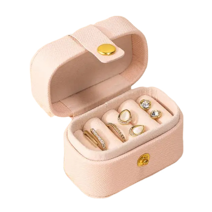 Anyhouz Jewelry Storage Mini Ring Box Portable 1pc Pink Organizer Display Travel Simple Mini Gift Case Boxes Leather Earring Necklace Holder