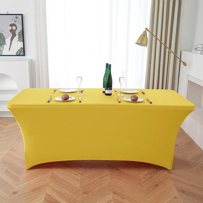 Anyhouz Tablecloth Gold Stretch Spandex Rectangle Fitted Table Cover Home Party Decoration