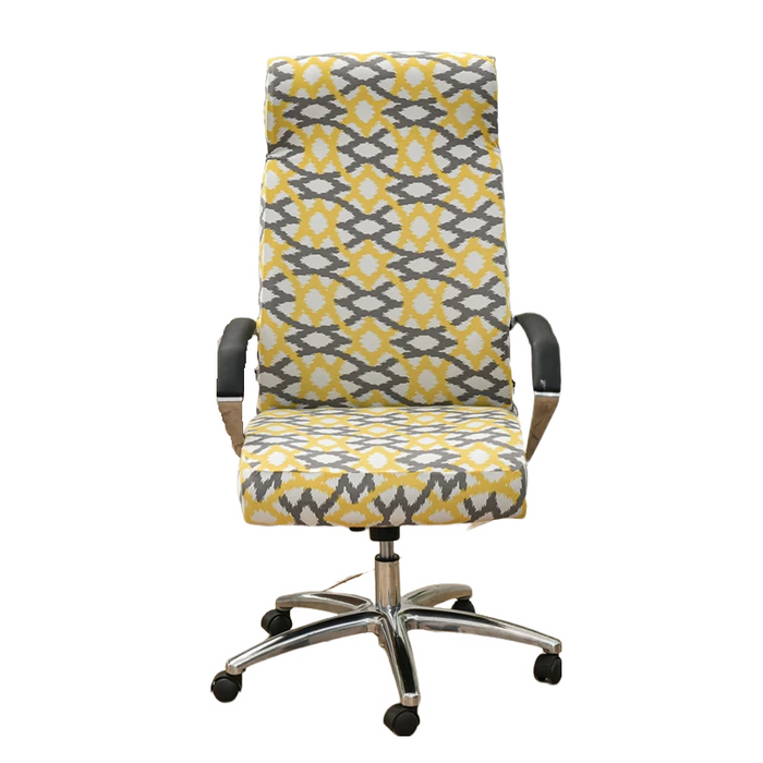 Anyhouz Office Chair Cover Light Yellow Pattern Medium Non-Slip Rotating Seat Case Universal Armrest Chair Protector