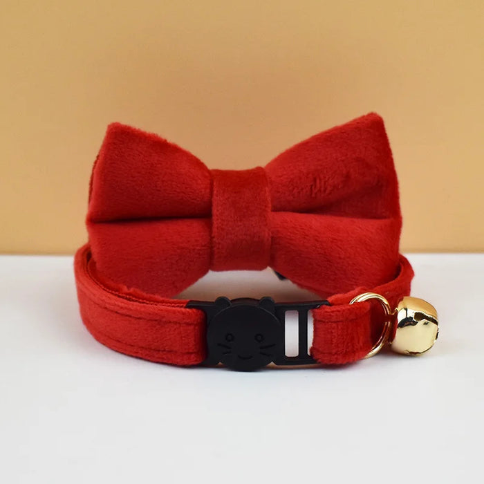 AnyWags Cat Collar Cherry Red Bow Small with Safety Buckle, Bell, and Durable Strap Stylish and Comfortable Pet Accessor