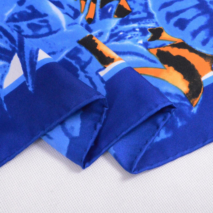 Anyyou Scarf for Women Blue Floral Print Silk Shawl Wraps 90*90cm Female Autumn Winter Large Square Scarves Turkey Headscarf