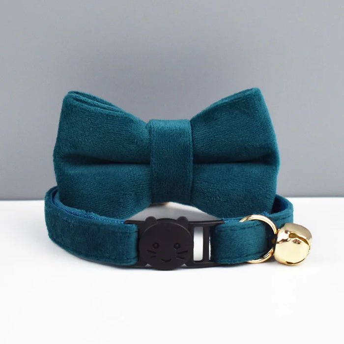 AnyWags Cat Collar Navy Blue Bow Large with Safety Buckle, Bell, and Durable Strap Stylish and Comfortable Pet Accessory