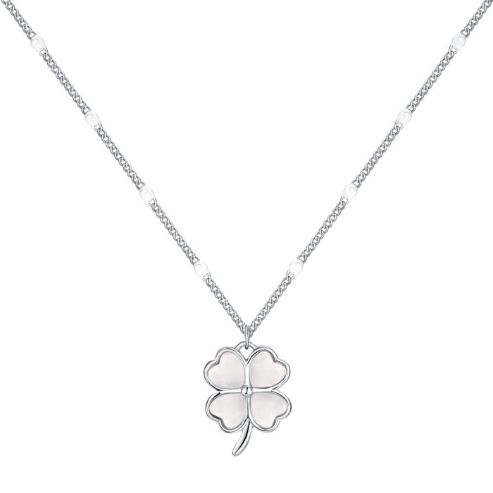 Anyco Necklace 925 Silver for Woman Lucky Clover Pendant Rhodium Platting Jewelry