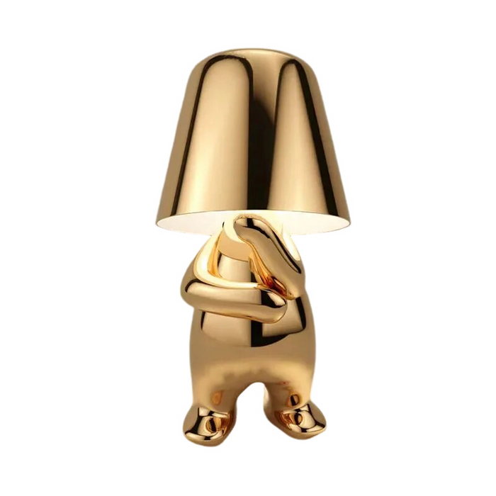 Anyhouz Hotel Lightning Lamp Rechargeable Gold Little Man Thinking Position Table Lamps Touch Switch Decoration Led Night Light