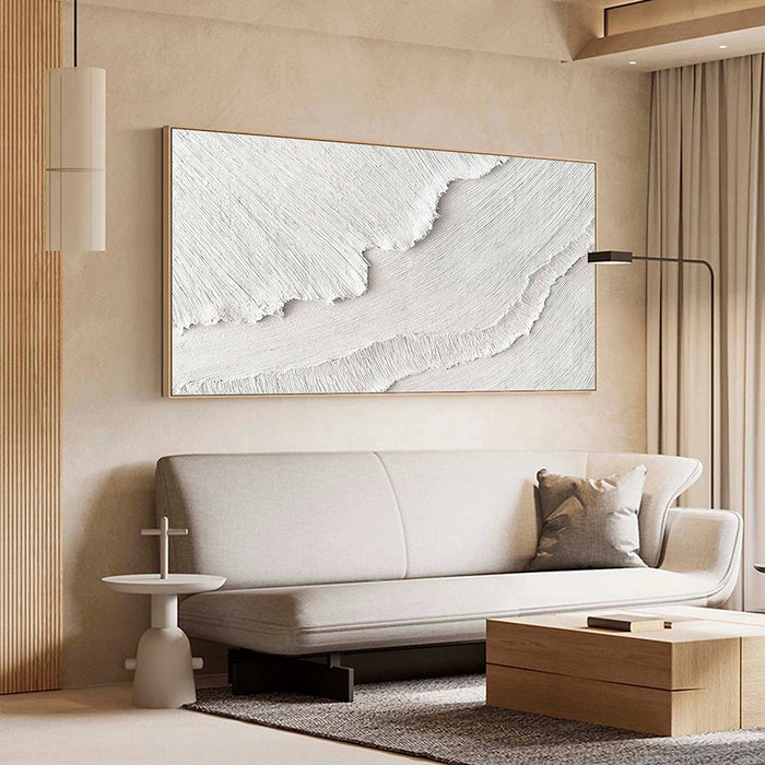 Anyhouz Canvas Art Hand Painted White Wave 3D Custom Abstract For Interior Design