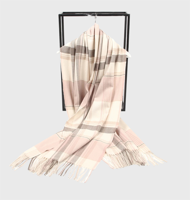 Anyyou Scarf Light Brown Plaid Cashmere Winter Pashmina Shawl Tassel Bandana