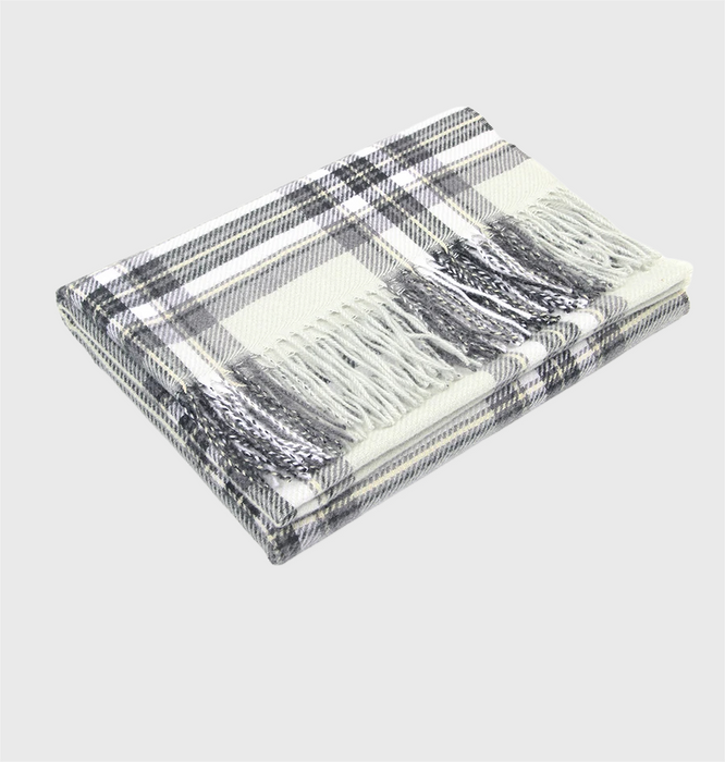 Anyyou Scarf White Plaid Cashmere Winter Pashmina Shawl Tassel Bandana