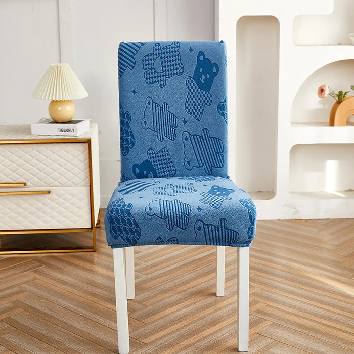 Anyhouz Chair Cover Blue Bear Design with Anti-Dirt and Elastic Material for Dining Room Kitchen Wedding Hotel Banquet Restaurant