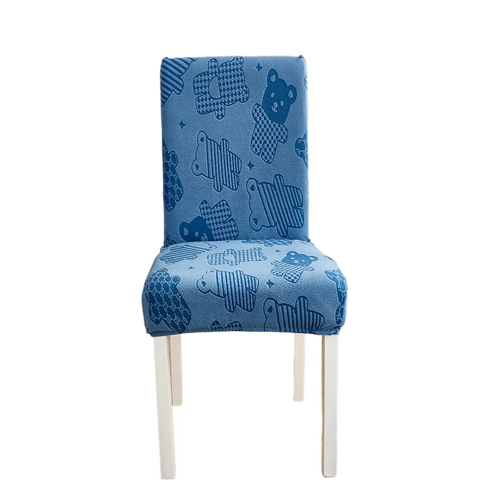 Anyhouz Chair Cover Blue Bear Design with Anti-Dirt and Elastic Material for Dining Room Kitchen Wedding Hotel Banquet Restaurant