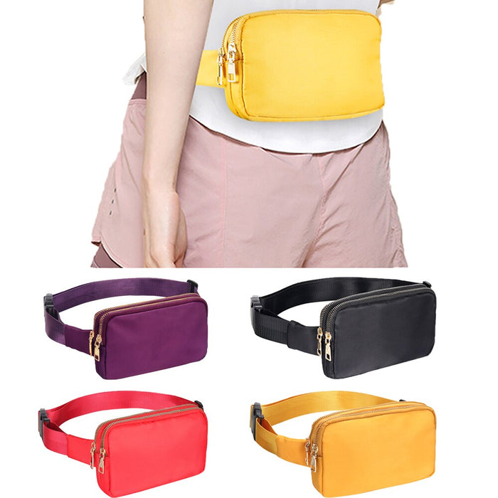 Anypack Waist Bag Yellow Dual Zipper Crossbobdy Belt Bag with Adjustable Strap