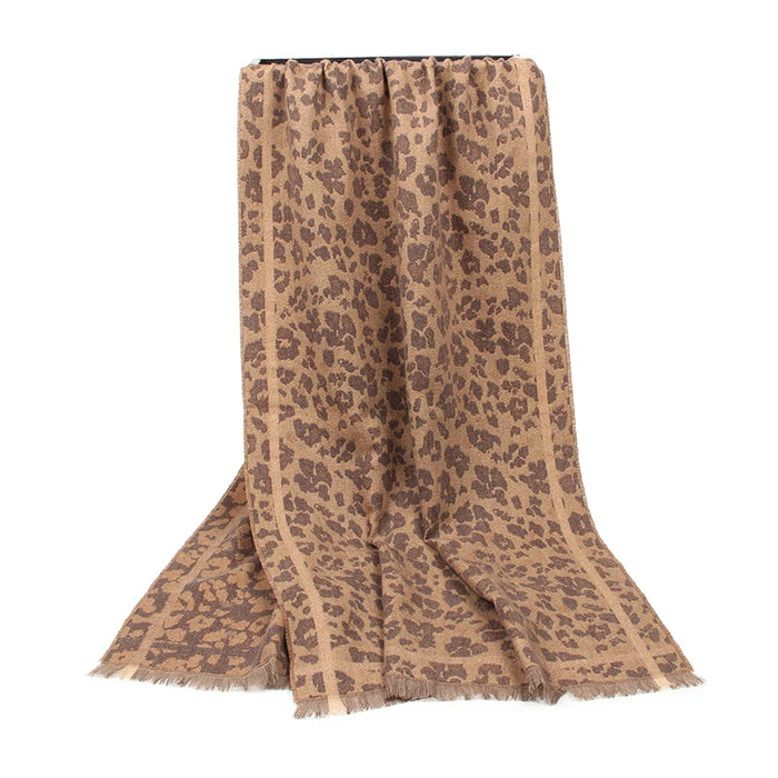 Anyyou Scarf Leopard Print Cashmere Winter Poncho Shawl Tassel Bandana