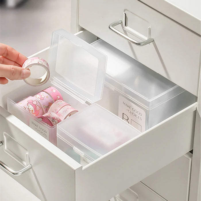 Anyhouz Storage Box Small Transparent Organizer Photos Desktop Drawer Stationery Container