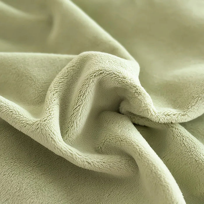 Anyhouz Duvet Cover Set Light Green Flat Bed Sheet Soft Heavy Fluffy Floral Embroidery Quilt Bedding