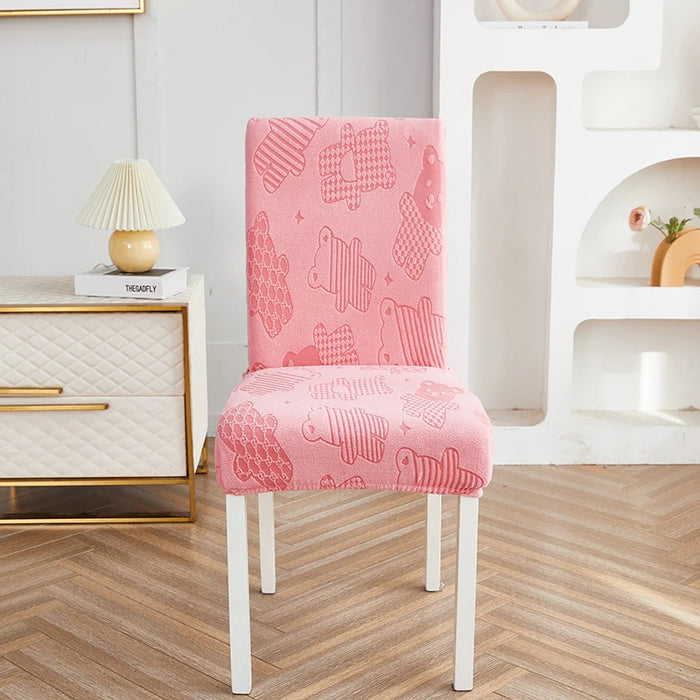 Anyhouz Chair Cover Pink Bear Design with Anti-Dirt and Elastic Material for Dining Room Kitchen Wedding Hotel Banquet Restaurant