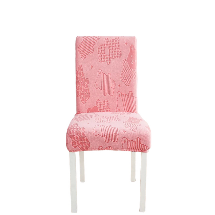 Anyhouz Chair Cover Pink Bear Design with Anti-Dirt and Elastic Material for Dining Room Kitchen Wedding Hotel Banquet Restaurant