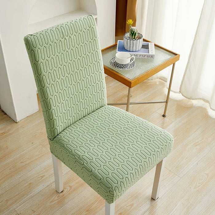 Anyhouz Chair Cover Light Green Wavey Lines Design with Elastic Material for Dining Room Kitchen Wedding Hotel Banquet Restaurant