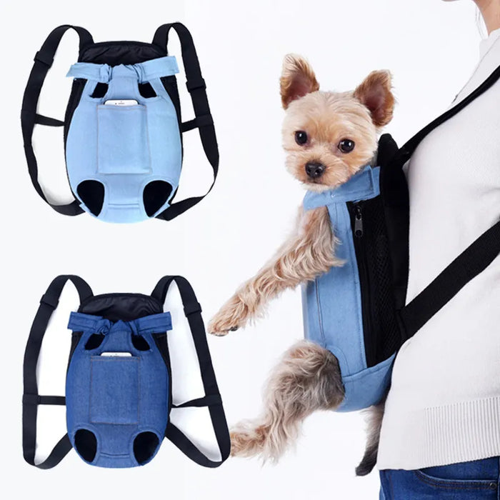 Anywags Pet Carrier Medium Denim Blue Denim Backpack for Outdoor Travel With Front Pocket for Medium Size Pets