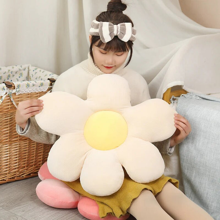 Anyhouz Plush Pillow Pink Flower Shape Stuffed Soft Pillow Seat Cushion Room Decor 50-55cm