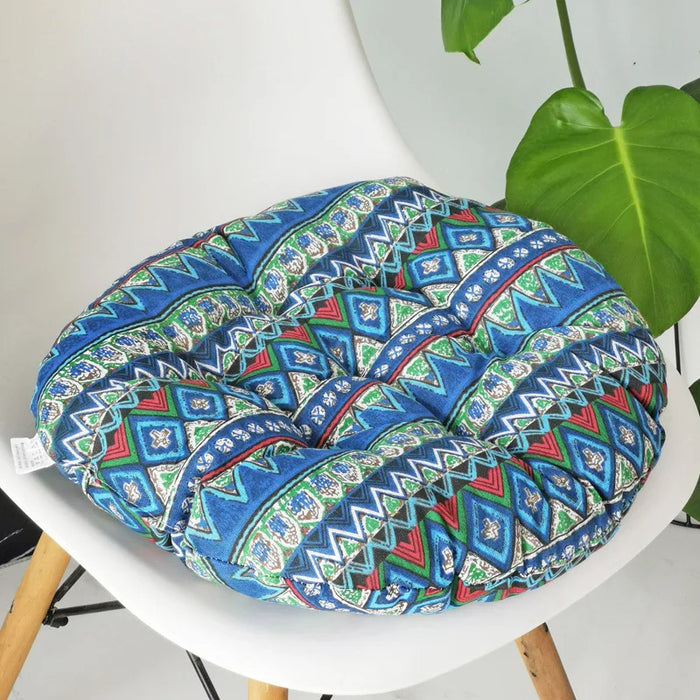 Anyhouz Seat Cushion Blue Bohemian Round Chair Pad Decorative Pillow