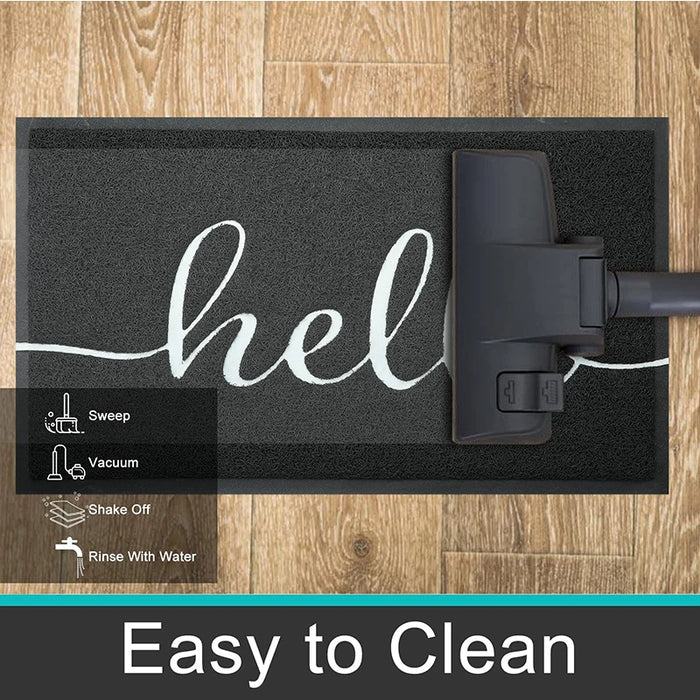 Anyhouz Doormat Gray Hello Lettered PVC Non Slip Dirt Trap Absorbent Mat