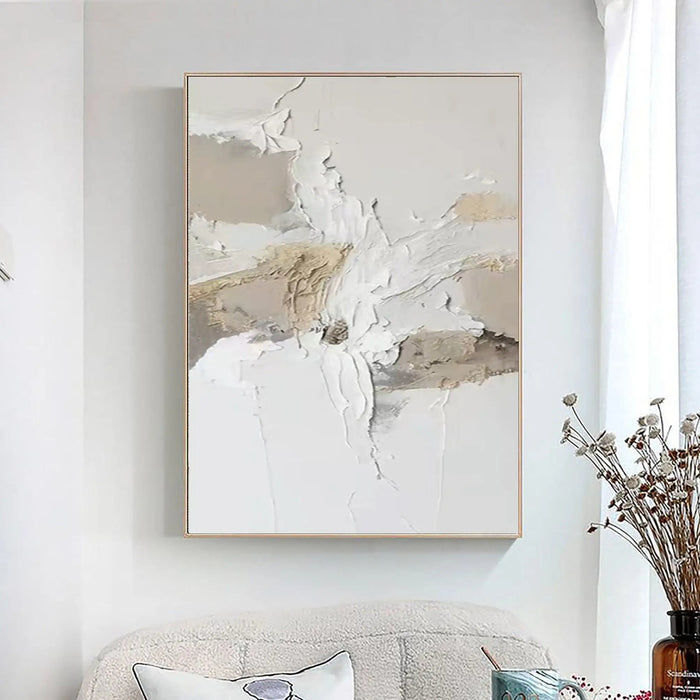 Anyhouz Canvas Art Hand Painted Beige And White Abstract Sandscape Unique Wall Decor Ideas For Home