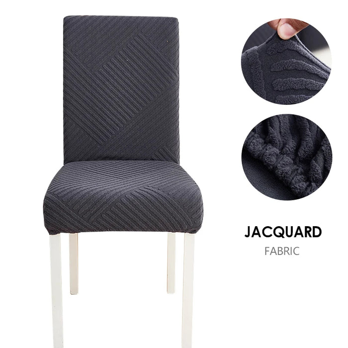 Anyhouz Chair Cover Dark Grey Knitted Lines Design with Anti-Dirt and Elastic Material for Dining Room Kitchen Wedding Hotel Banquet Restaurant