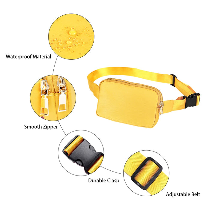 Anypack Waist Bag Orange Dual Zipper Crossbobdy Belt Bag with Adjustable Strap