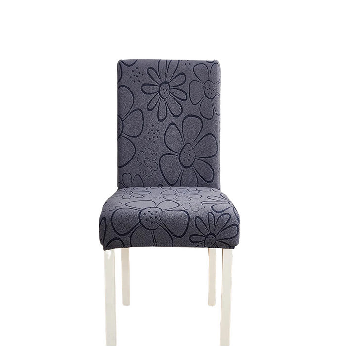 Anyhouz Chair Cover Dark Grey Floral Design with Anti-Dirt and Elastic Material for Dining Room Kitchen Wedding Hotel Banquet Restaurant