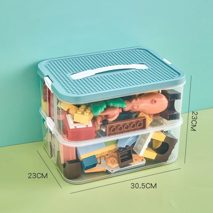 Anyhouz Storage Box Green Two Layers Stackable Adjustable Organizer