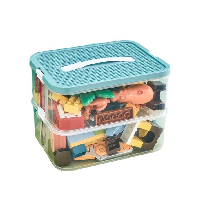 Anyhouz Storage Box Green Two Layers Stackable Adjustable Organizer