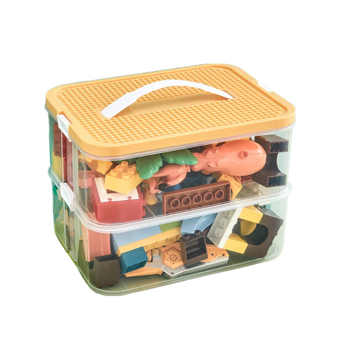 Anyhouz Storage Box Yellow Two Layers Stackable Adjustable Organizer