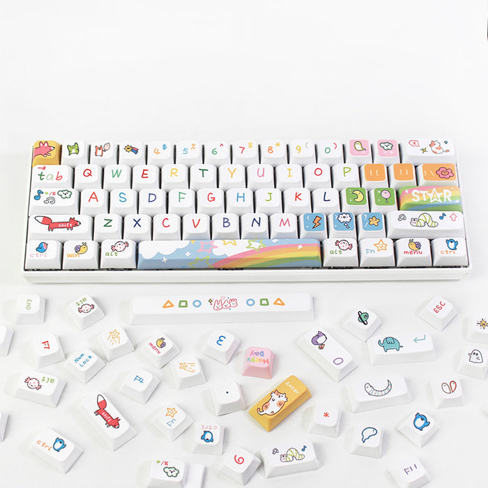 Anymob Keycap Keyboard Rainbow Animal Theme 127 Keys Sublimation DIY Custom Switch Clicks