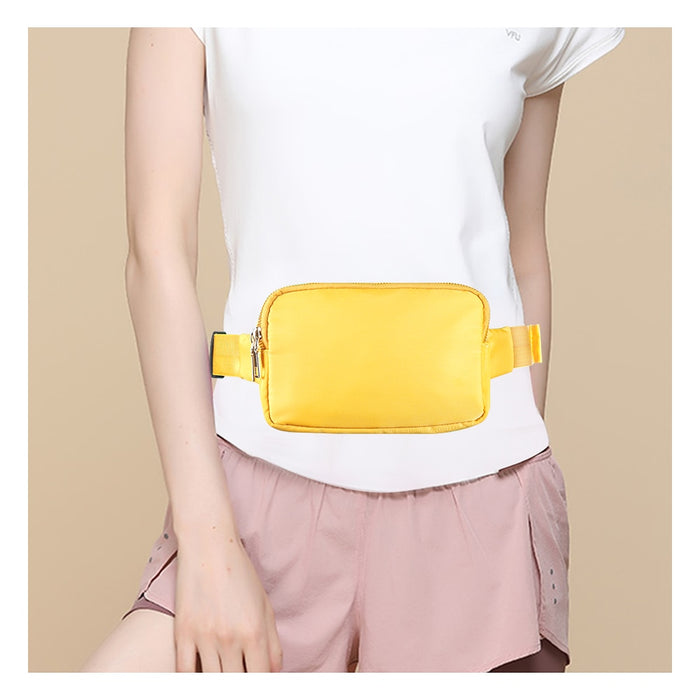 Anypack Waist Bag Yellow Dual Zipper Crossbobdy Belt Bag with Adjustable Strap