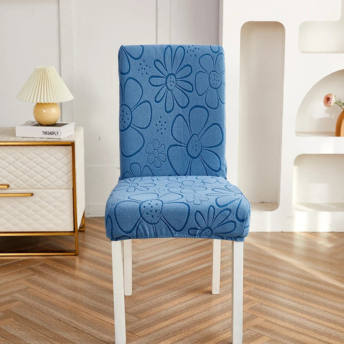 Anyhouz Chair Cover Blue Floral Design with Anti-Dirt and Elastic Material for Dining Room Kitchen Wedding Hotel Banquet Restaurant