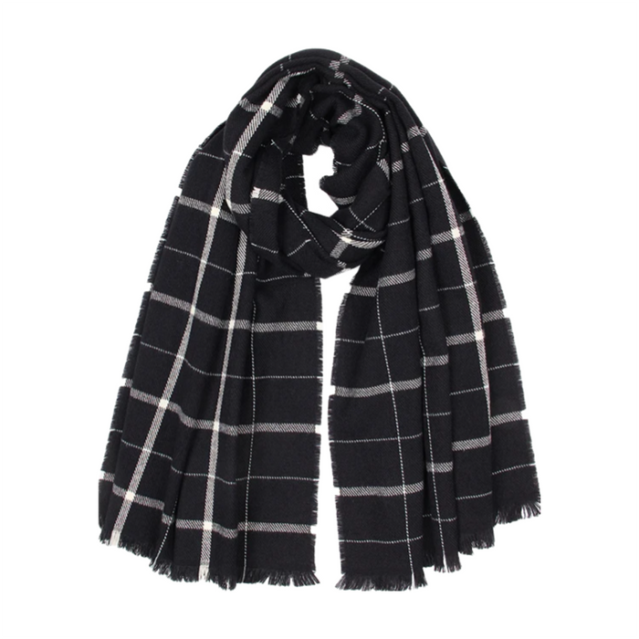 Anyyou Scarf Black Plaid Cashmere Winter Pashmina Shawl Blanket Tassel Bandana