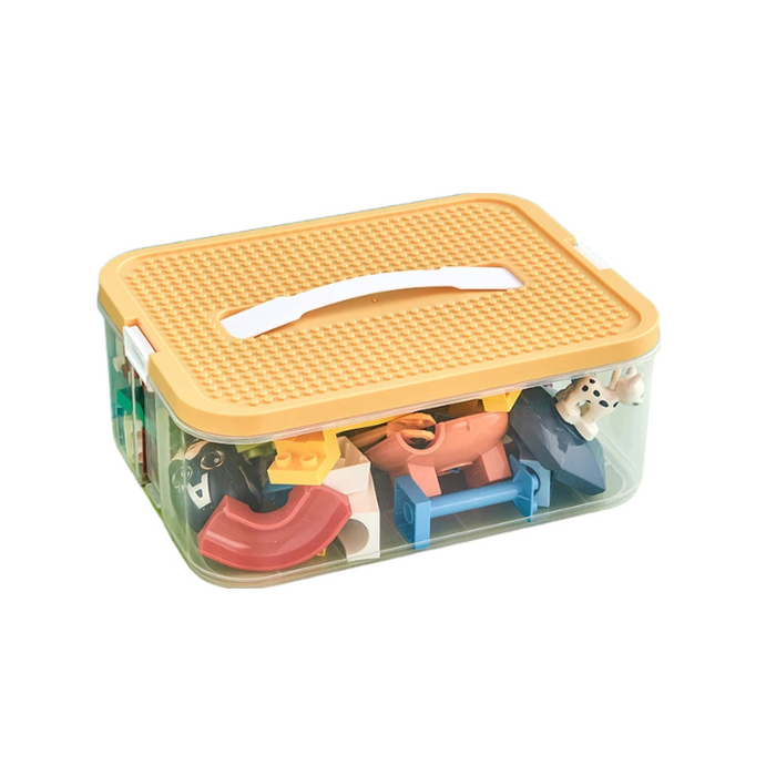 Anyhouz Storage Box Yellow One Layer with Handle Stackable Adjustable Organizer